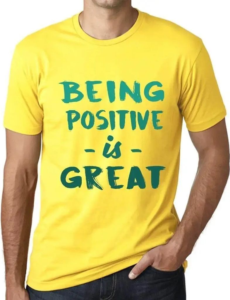 Herren Grafik T-Shirt Positiv zu sein ist großartig – Being Positive Is Great – Öko-Verantwortlich Vintage Jahrgang Kurzarm Lustige Druck Geb...