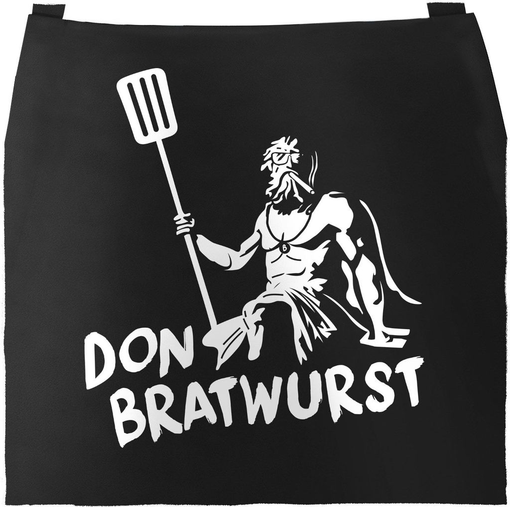 Grill-Schürze für Männer mit Spruch Don Bratwurst Grillgott Baumwollschürze Küchenschürze Moonworks schwarz unisize
