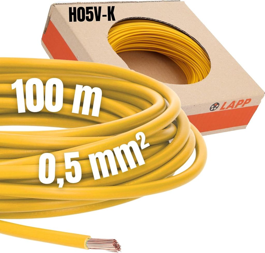 Installationsleitung H05V-K (LgY) 0,5 gelb /100m/