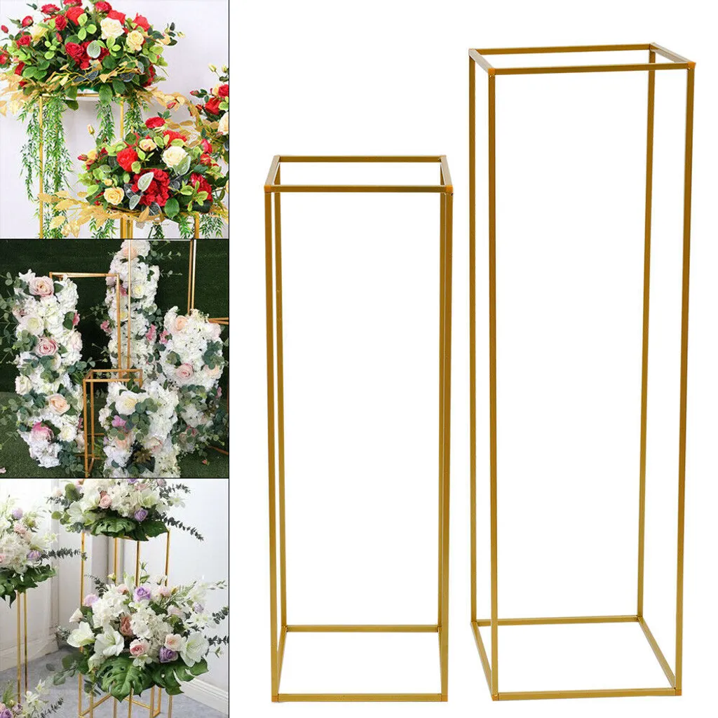 Support de Plantes Doré et Porte-ballon Métallique pour Déco de Fête 2pcs