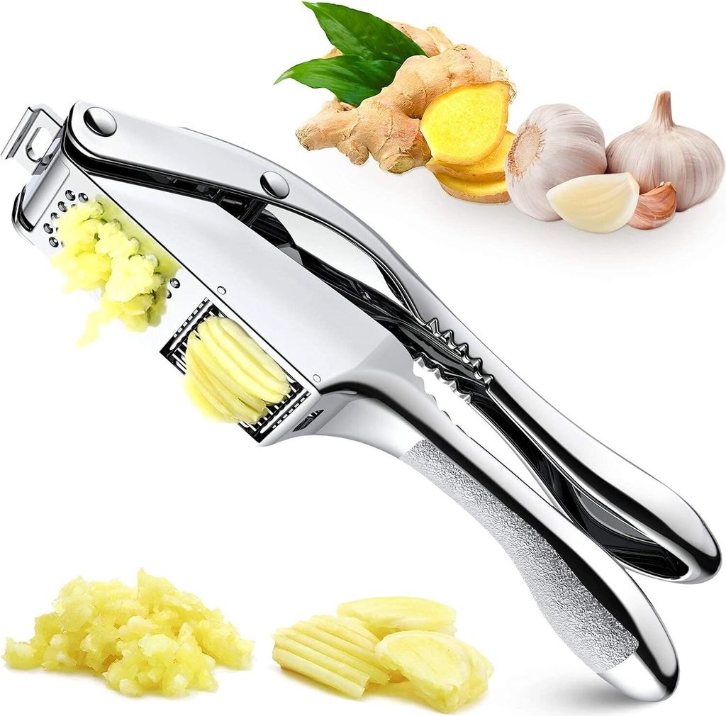 Knoblauchpresse aus Edelstahl für müheloses Zerkleinern, Produktbild 