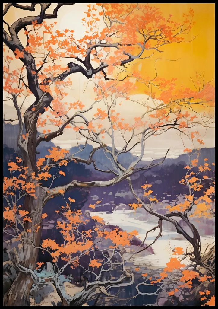 Affiche Automne doré au bord du lac 70x100 - Habillez vos Murs Blancs
