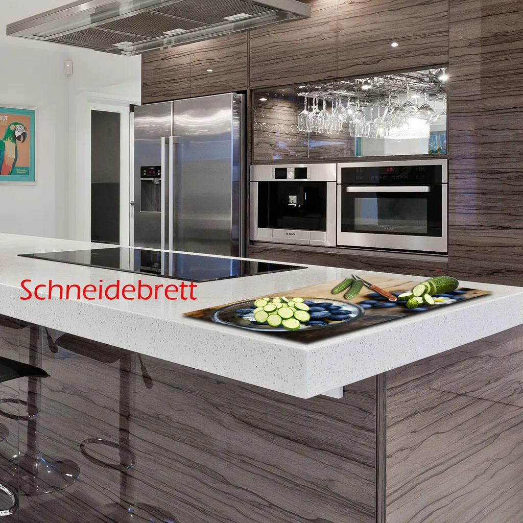Piastra Vetro 80x52 per Piano Ceramica | Copertura e Paraspruzzi Frutta Blu - 13