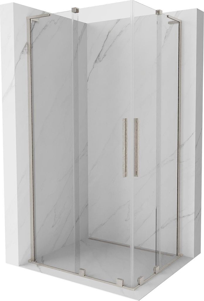 Mexen Velar L Duo Duschkabine Schiebetür 90 x 80 cm, transparent, gebürstetes Nickel - 871-090-080-02-03-97