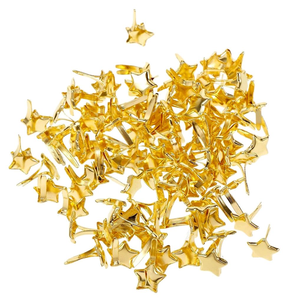 100 Kleine Goldene Fünf-Sterne Metallnieten für Kleidung, Taschen, Basteln und Scrapbooking