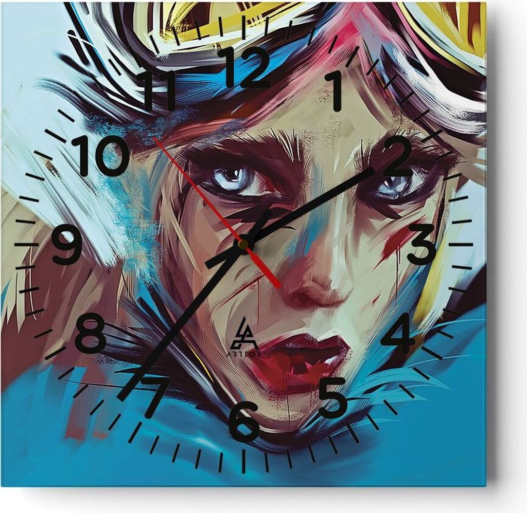 Wanduhr - Quadrat - Glasuhr - Stück Modern Frau - 30x30cm - Schleichendes Uhrwerk - Lautlos - zum Aufhängen bereit - Dekoration Modern - Wanddeko...