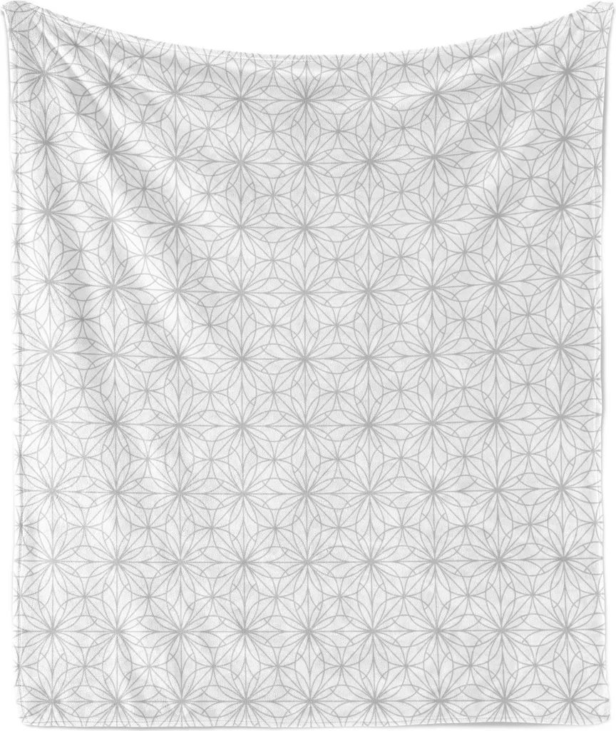 ABAKUHAUS Coperta in morbido pile di flanella, motivo base con elementi floreali intrecciati in tonalità di grigio monocromatiche, 175 x 230 cm, color tortora chiaro e bianco