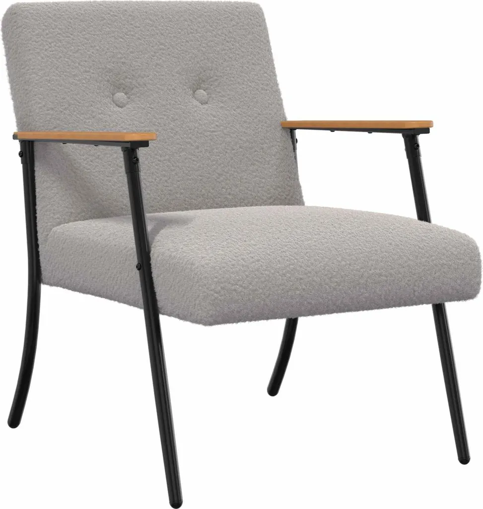 vidaXL Poltrona Grigio chiaro 59 x 75 x 78 cm Tessuto in simil-lana arricciata