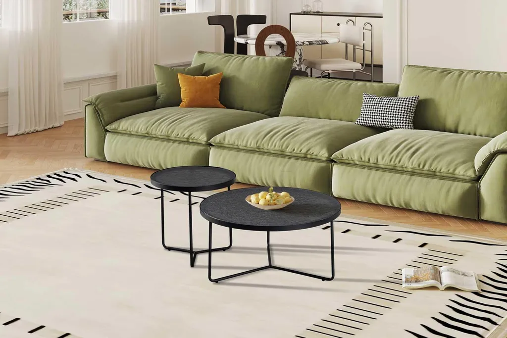 Table basse Melia design noir et verre - Set de 2 formats modulables
