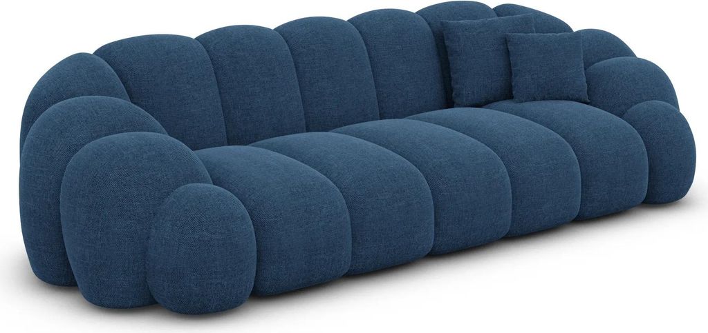 Strukturstoff 3-Sitzer Couch Liora Dunkelblau