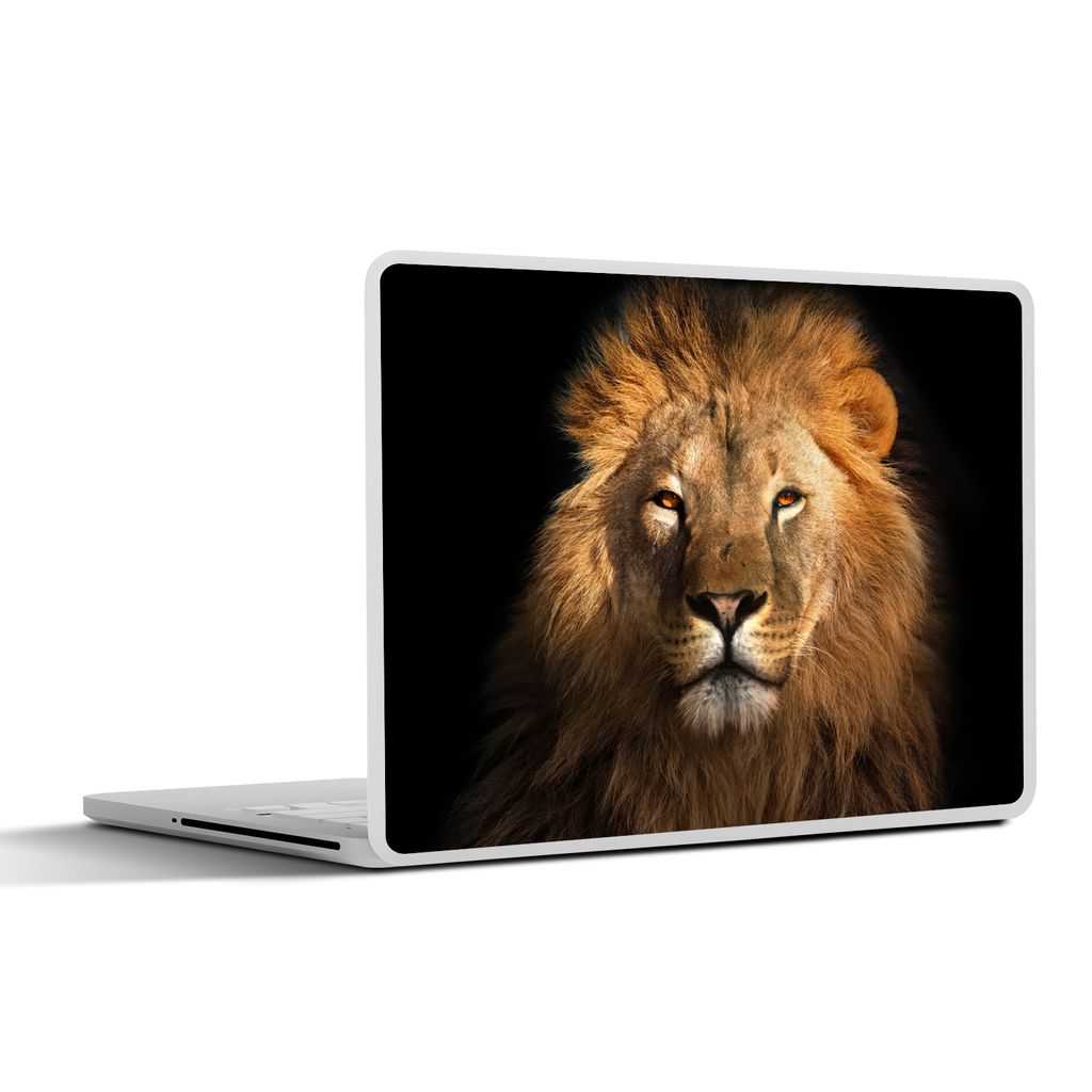MuchoWow Laptop Aufkleber Sticker Cover Löwe - Tiere - Schwarz - Hell - Braun - Porträt 25x18 cm - Laptop-Deko