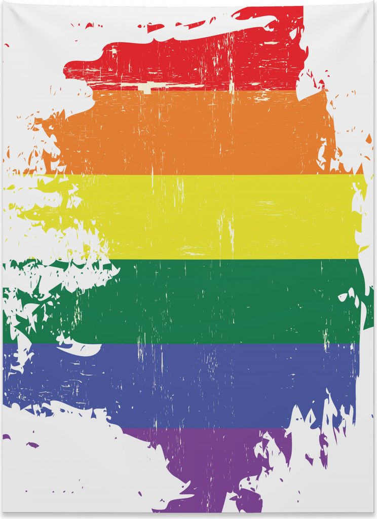 Abakuhaus Jahrgang Rainbow Wandteppich, LGBT-Markierungslinie aus Weiches Mikrofaser Stoff Kein Verblassen Klare Farben Waschbar, 110 x 150 cm, Meh...