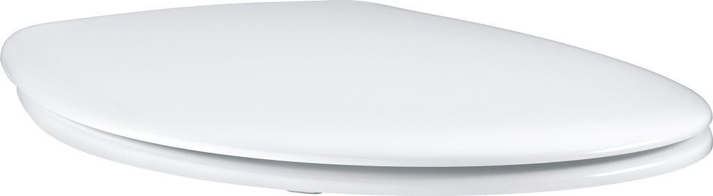A white toilet seat shown from a side angle on a white background.