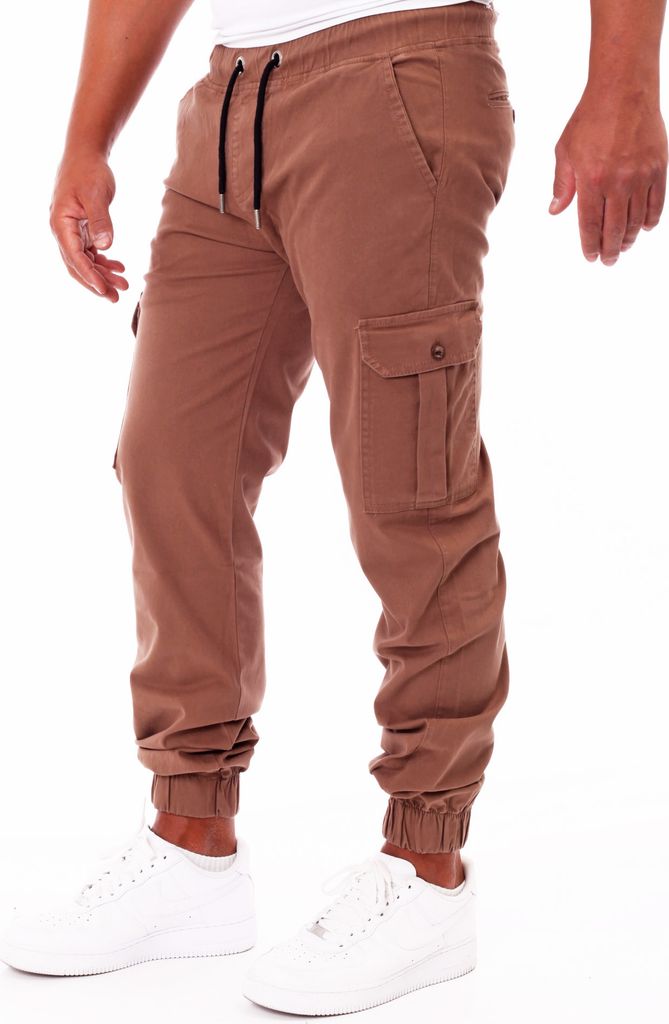 Reslad Chinohose Herren Chino Freizeithose Cargo-Hose Jogginghose RS-2084 Braun W31