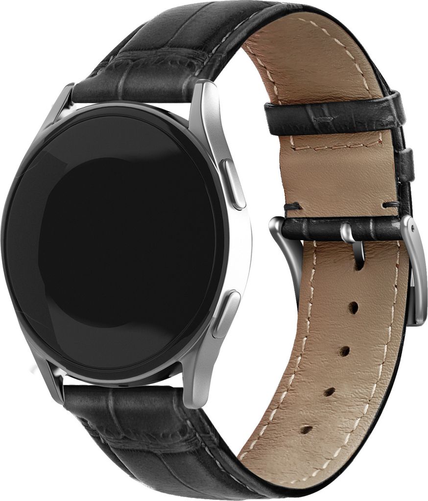 Strap-it Huawei Watch 3 (Pro) Lederarmband mit Krokoprägung (Schwarz)