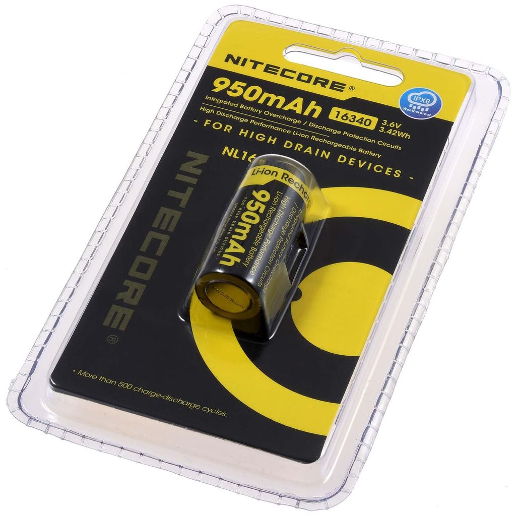 Nitecore Li-Ion Zelle Akku Typ 16340 NL169 950mAh Produktbild 