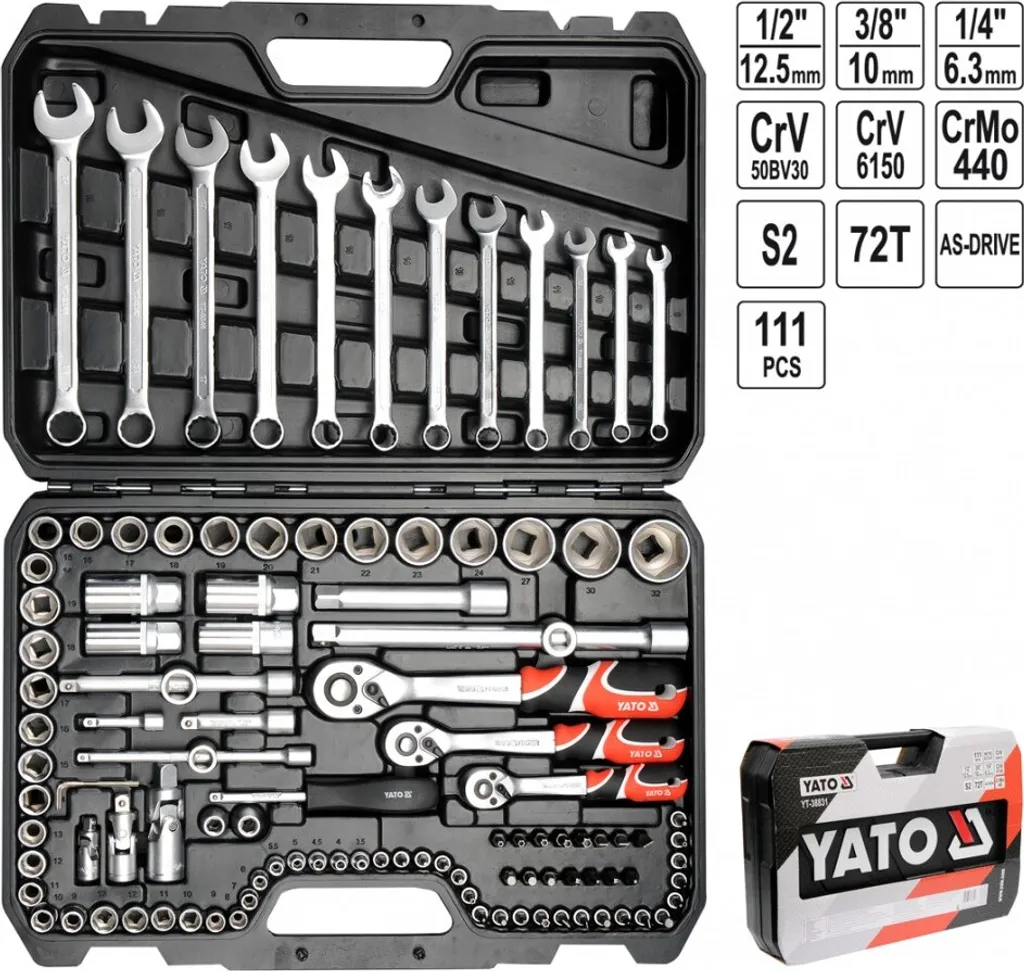 Yato 38831 Coffret de Clés : Fini les Douilles Manquantes 111 Pièces