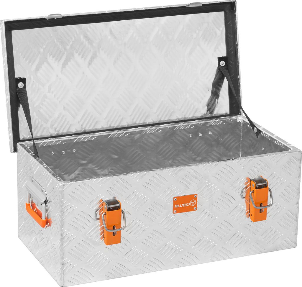 Extra leichte ALUBOX Riffelblechbox Transportkiste 1,5mm Alu Stärke - 4,8kg 45 Liter - Werkzeug Transportbox - Baustellen Box - 45 Liter
