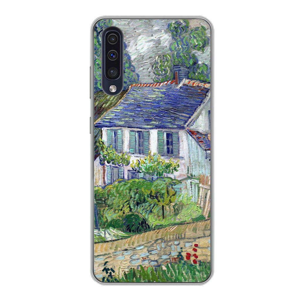MuchoWow Handyhülle Schutzhülle Hülle für Samsung Galaxy A30s Haus in Auvers - Vincent van Gogh Silikon Softcase Handy Hülle - Karteninhaber