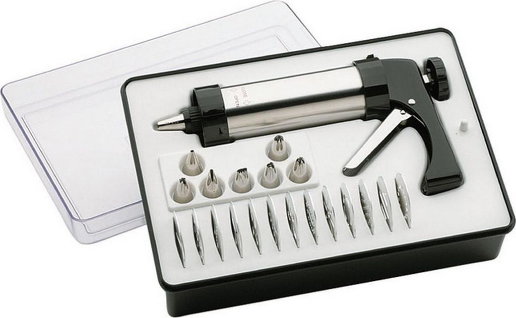 Lacor Keks-Pistole Patisserie Set - Robuster Edelstahl Keks-/Gebäckpressen mit 8 Düsen & 13 Schablonen