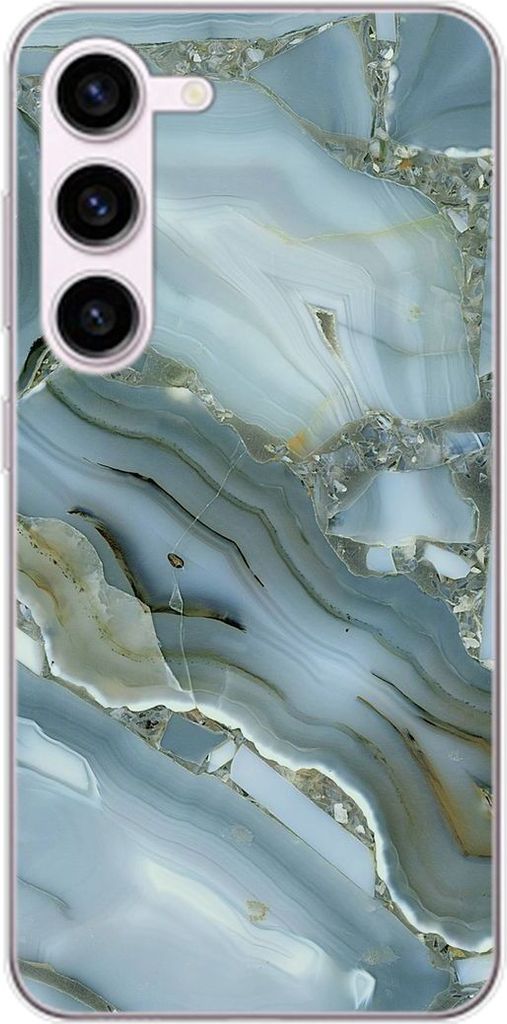 König Design Hülle kompatibel mit Samsung Galaxy S23 Plus Kunststoff Soft Handyhülle - Handy Case Marmor Blau