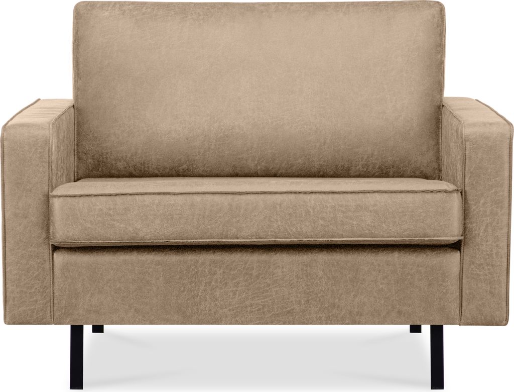KONSIMO Breiter Sessel mit Armlehnen 1,5-Sitzer XL "INVIA", Beige, Lederoptik-Stoff, Vintage, 116x87x98cm