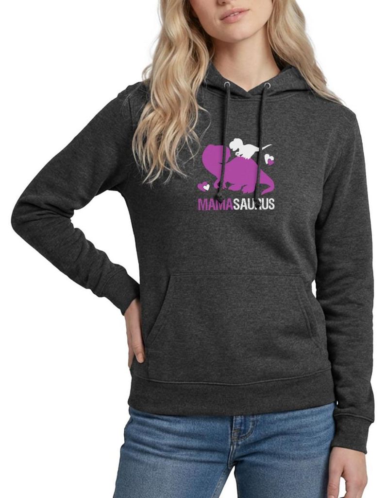 Spreadshirt Mamasaurus | Geschenk Mama Dino Damen Hoodie, L, Anthrazit