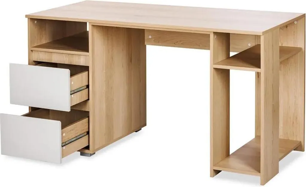 Bureau enfant AGIRA en hêtre et gris - Bureau d'écolier moderne AGIRA - 4