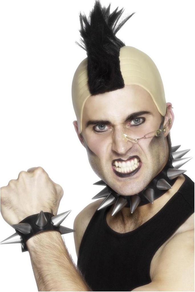 Smiffys - Punk - Kostüm-Zubehör - PVC, Gummi, Kunststoff SM800 (Einheitsgröße) (Silber/Schwarz)