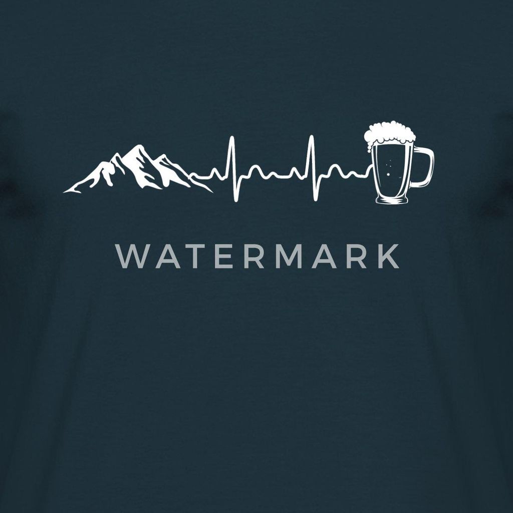 Spreadshirt Herzschlag Berge Bier Puls EKG Männer T-Shirt, 4XL, Navy