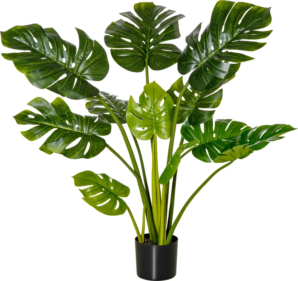 HOMCOM Monstera Artificiale 110cm - Pianta Finta Realistica da Arredo