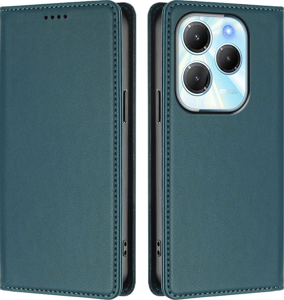 Handyhülle für Infinix Hot 40/Hot 40 Pro/Tecno Spark 20 Pro 4G, Kunstleder Klapphülle Stoßfeste Magnetische Hülle mit Ständer Grün