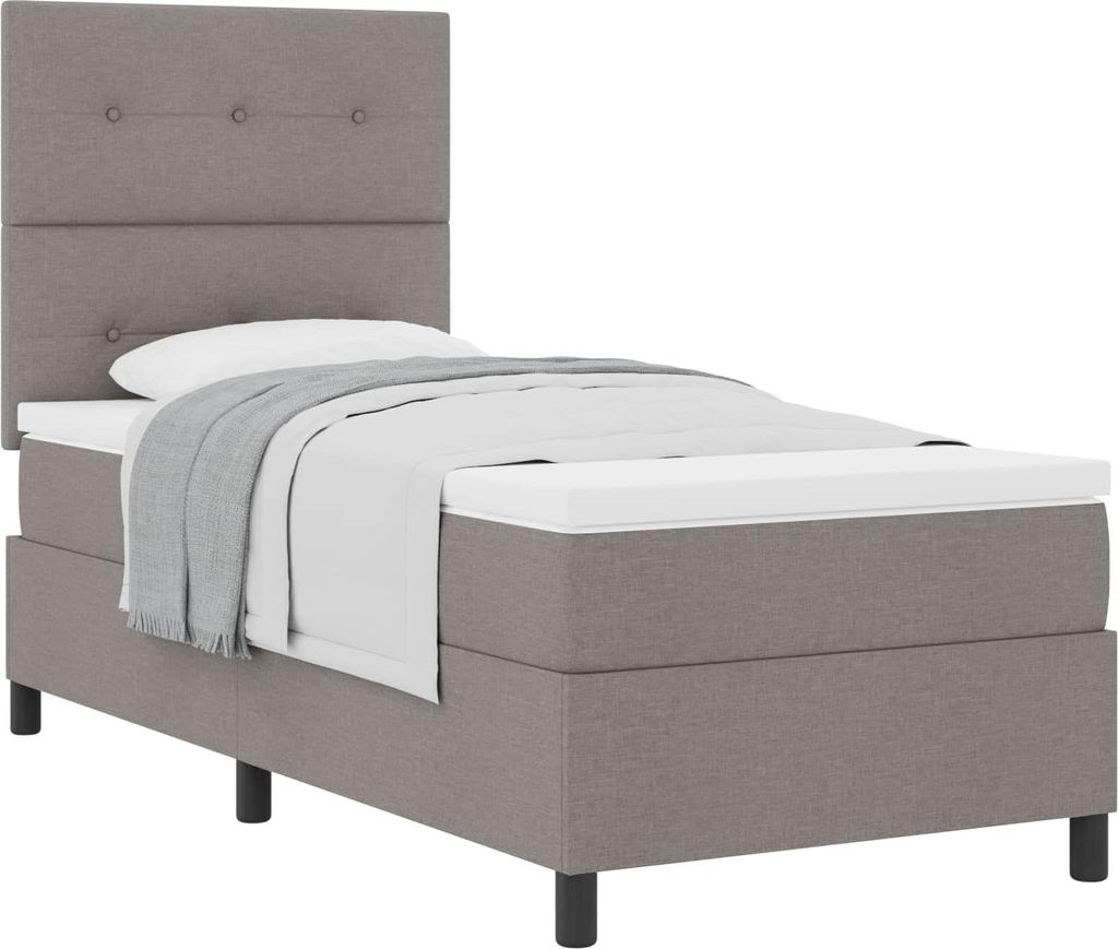 Boxspringbett mit Matratze Taupe 100 x 200 cm Stoff