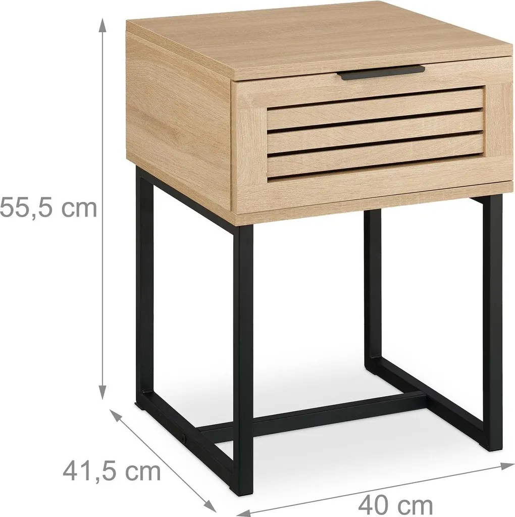 Table de chevet pour petite chambre avec tiroir et structure métal - 3