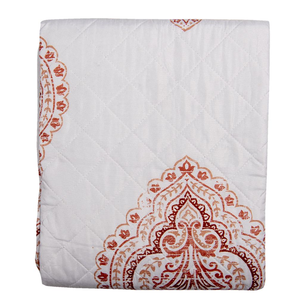 Clayre & Eef Tagesdecke 2-persoons Weiß Rot Baumwolle