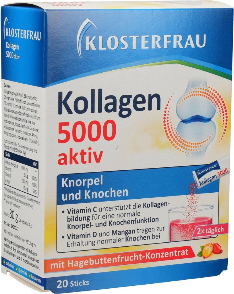 Klosterfrau Kollagen 5000 activ: Cartílago y huesos (20 Imagen del producto 
