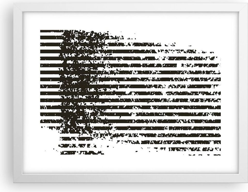 Gerahmtes Poster - Weißer Rahmen - Abstraktion Schwarz Gürtel - 40x30 cm - Wand Bild - Wanddeko - Wandbilder - Kunstposter - Wandposter - Bilderr...
