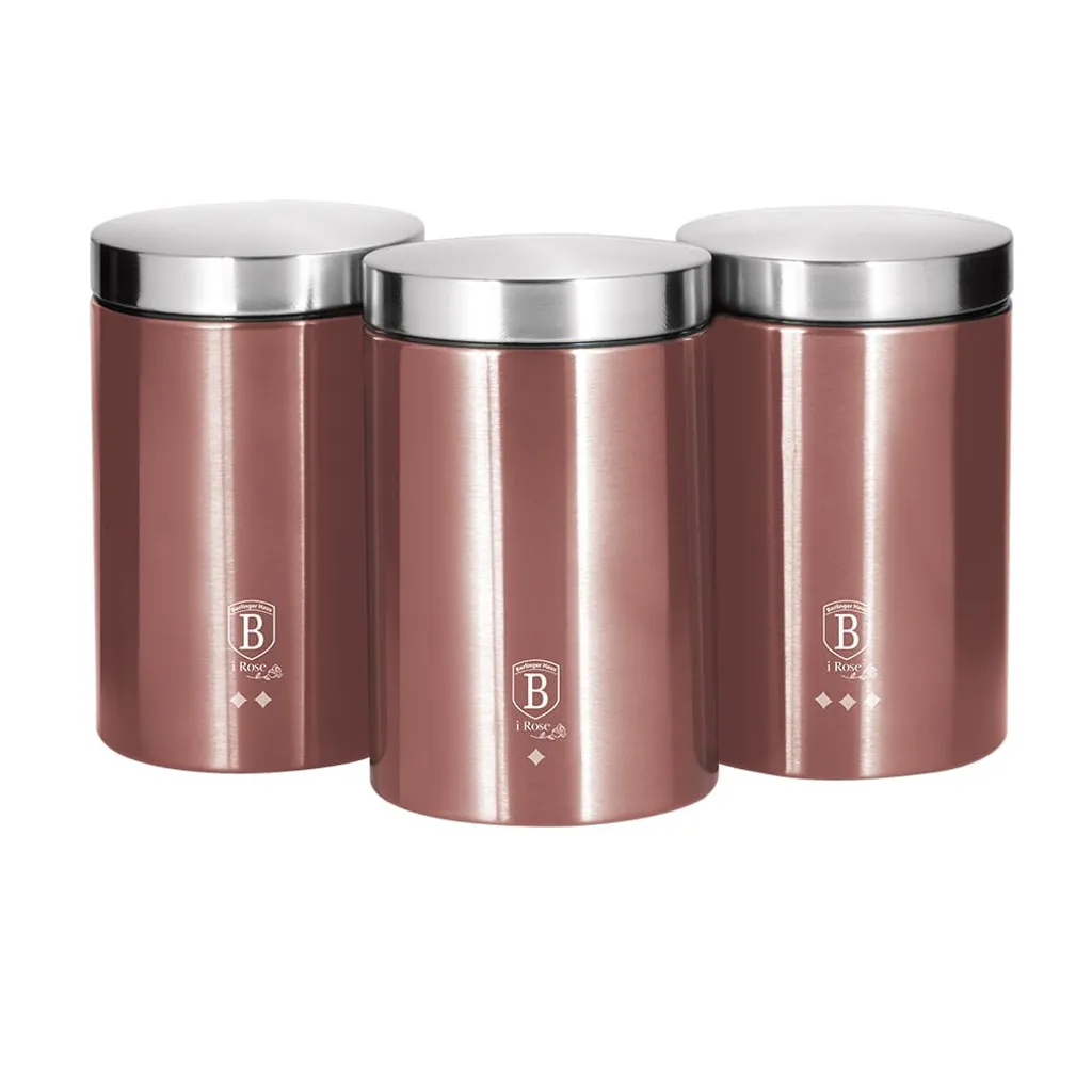 Berlinger Haus BH-6270 I-Rose: Set 3 Contenitori Cucina Acciaio Inox