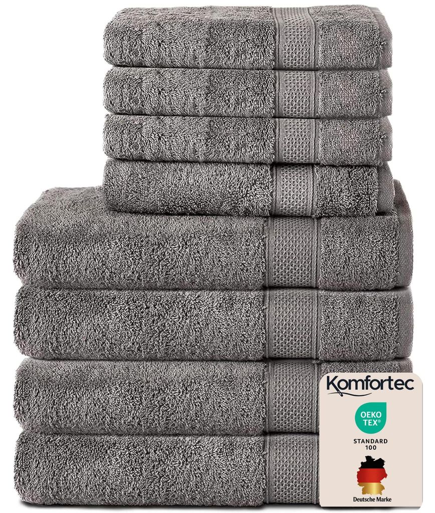 Komfortec 8er Handtuch Set 100% Baumwolle 4 Badetücher 4 Produktbild 