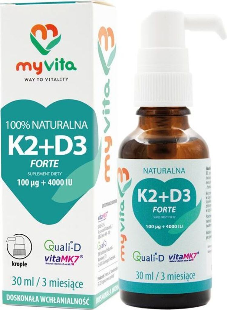 MyVita Vitamin K2 100 mcg + D3 4000 IE FORTE - Tropfen 30 ml