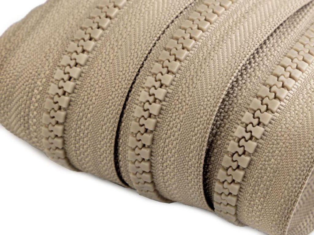 10m Kunststoff-Reißverschluss endlos Profil 5mm sand