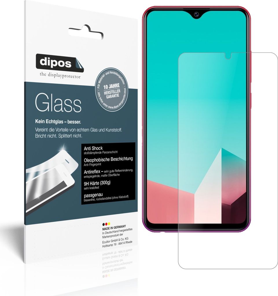 2x Schutzfolie für Vivo U1 matt - Anti-Shock 9H Folie dipos Glass Kunststoffglas