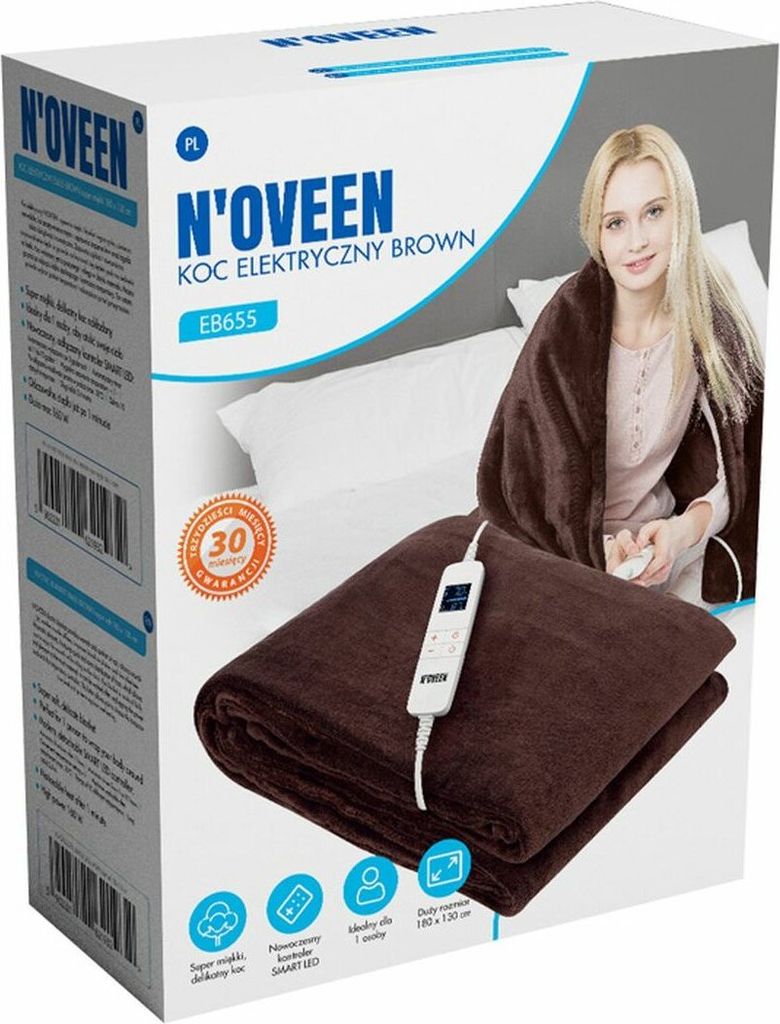 N'oveen Elektrische Bettdecke EB655 180 x 130 cm Bronze Braun