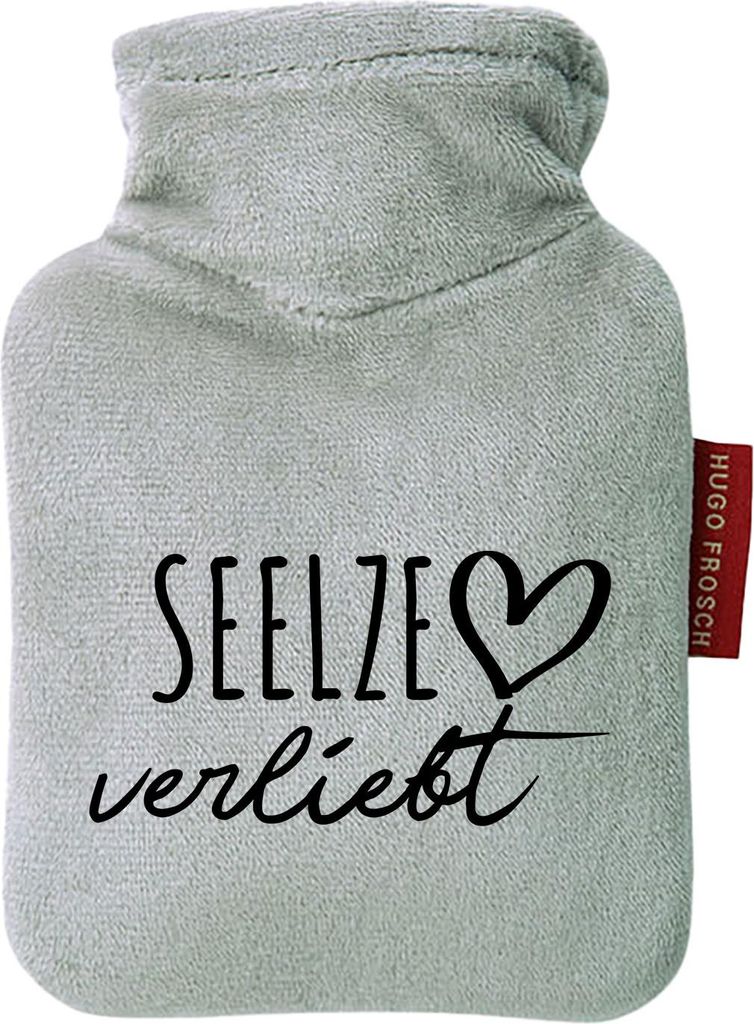 Huuraa Mini-Wärmflasche Seelze verliebt 0,2 Liter Grey Mini Veloursbezug Taschenwärmer Geschenkidee