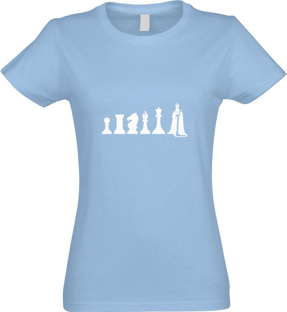 Kiwistar - T-Shirt tailliert - Damen - himmelblau - Schach Spiel Evolution - mit Motiv Bedruckt - Funshirt Design - Sport - Freizeit - Damen - XXL