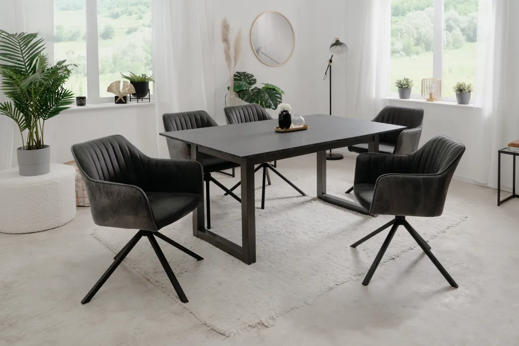 Table à manger extensible Austin anthracite effet ardoise L160/200 cm - 12