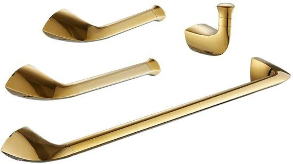 Rouille et désordre : kit accessoires salle de bain or poli inox 4 pièces