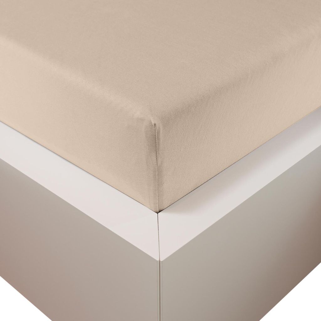 Traumschloss Premium Plus Edel-Jersey Spannbettlaken 140-160 x 200-220 cm kiesel 260g/m², 47,5% Mako Baumwolle, 47,5% Lyocell, 5% Elasthan