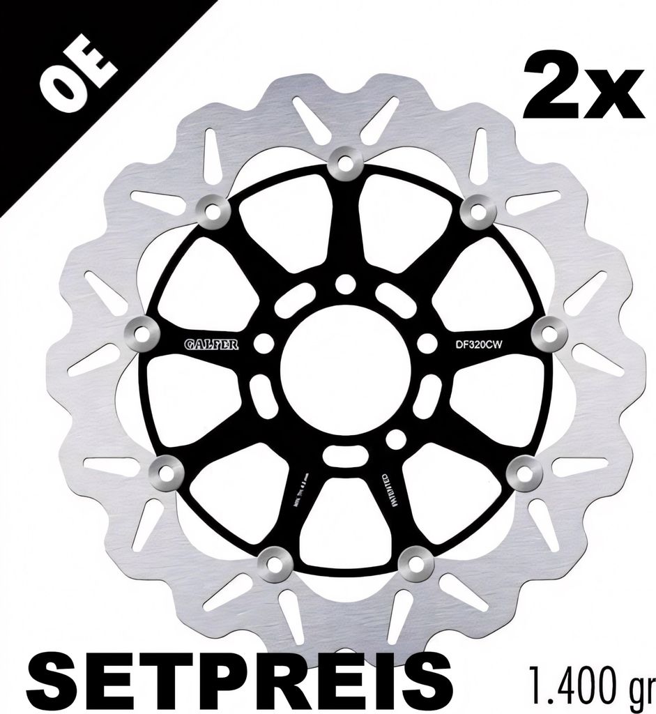 Bremsscheibe Set Galfer 2x DF320CW WAVE schwimmend vorne 320x5mm für Suzuki GSX-R Hayabusa TL S R GSX 600 - 1400 ccm Bj. 1996 - 2010