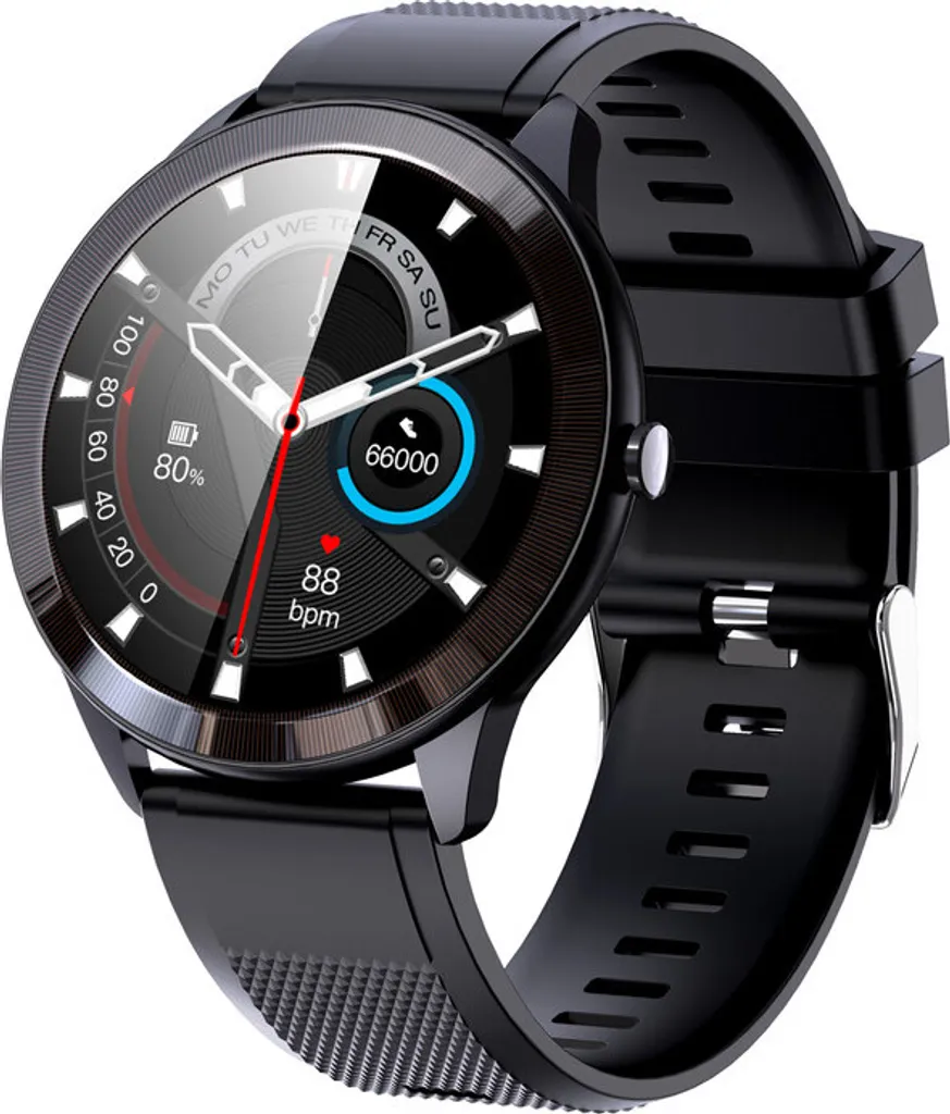 Montre Connectée Sport Étanche avec Cardiofréquencemètre et Sommeil Noir